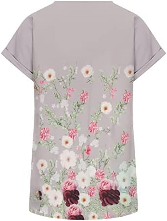 Camisa de blusa de pescoço em V para garotas 2023 Manga curta Gráfico de chiffon solto Fit Relaxed Fit Casual Tshirt Bo