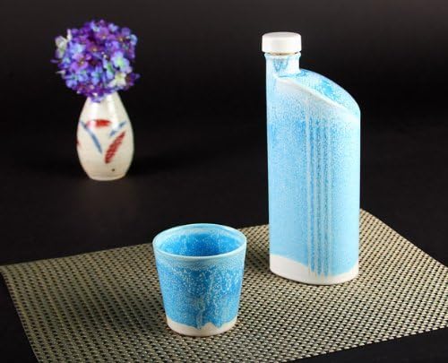 Aqua Shigaraki-Yaki 3,5 polegadas de cerâmica de copo de saquê feita no Japão