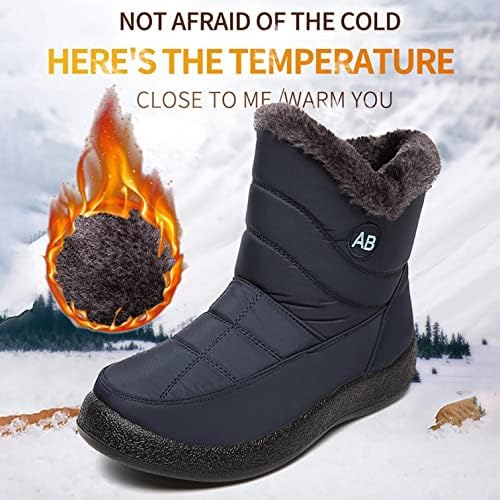 Botas de inverno Aodong para mulheres quentes de peles ladeadas no tornozelo deslizam em botas à prova d'água de sapatos de