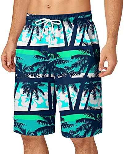 Guobioziy Men's Summer Printing Beach Casual curto shorts de moda solta Tether Pocket Pocket Board de verão shorts