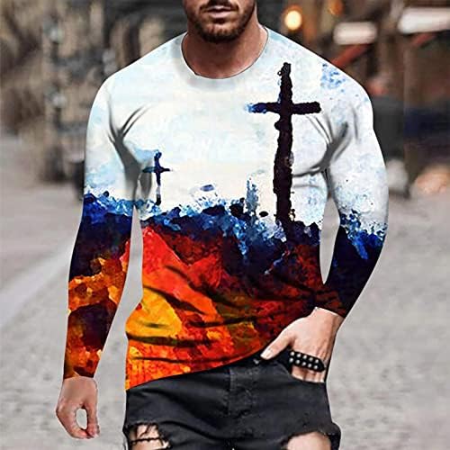 Camisetas de tee de manga longa Umiyi para homens Hip Hop Graphic Athletic Sweetshirt Slim Fit Crew Neck Sport Sport Pullover Gym camisetas