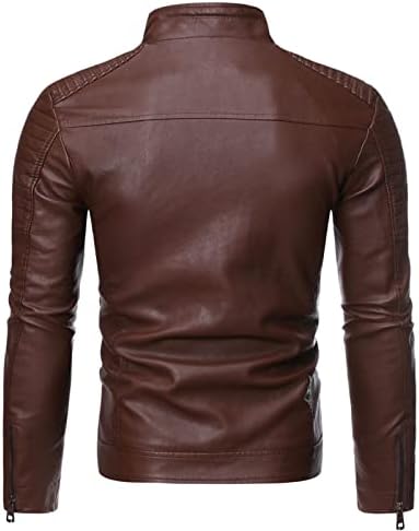 Jaqueta de couro de colarinho de colarinho de colarinho masculino Motocicleta Pu Faux Leather Cashet Slim Fit Winter Biker