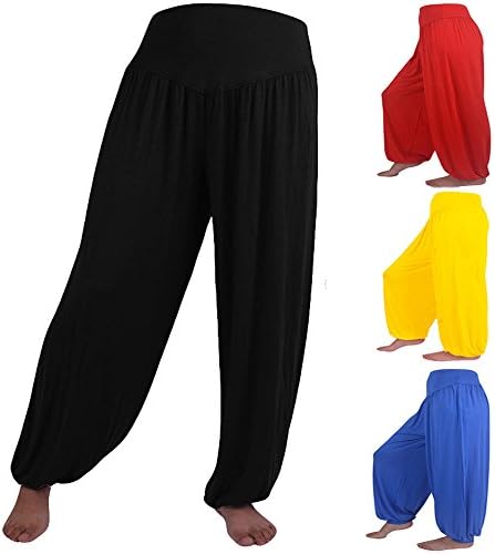 Calças de ioga folgadas Trendinao para mulheres, Lady Sports Dance Confortável algodão modal elástico macio pernas largas calças de