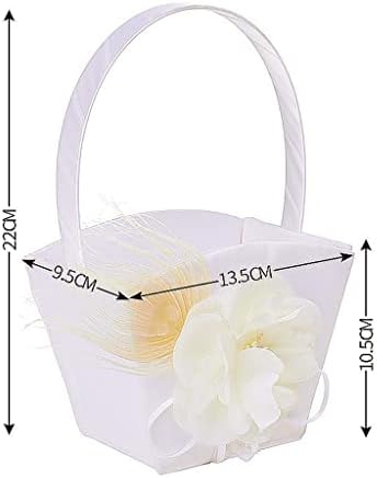 Syftgmz Flower Girl Basket and Ring Ursion Pillow Conjunto - cestas de casamento de valor fofo - decorar marfim decorar