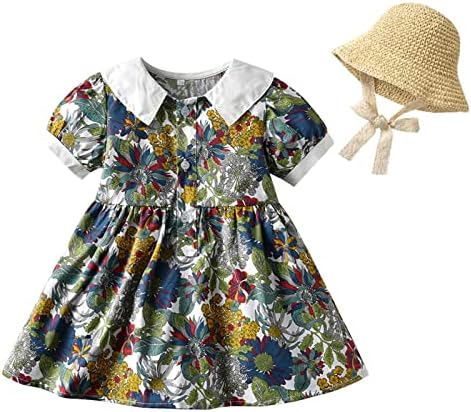 Crianças crianças meninas meninas primavera algodão floral de algodão curto vestido de princesa vestido roupas para criança vestido