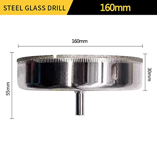 6-180mm Diamond Glass Bit Bit Bit Tile Glass Ceramic Hole Bursh Bits Drilling Tools Cutting Bit Bit para ferramentas elétricas, 160mm