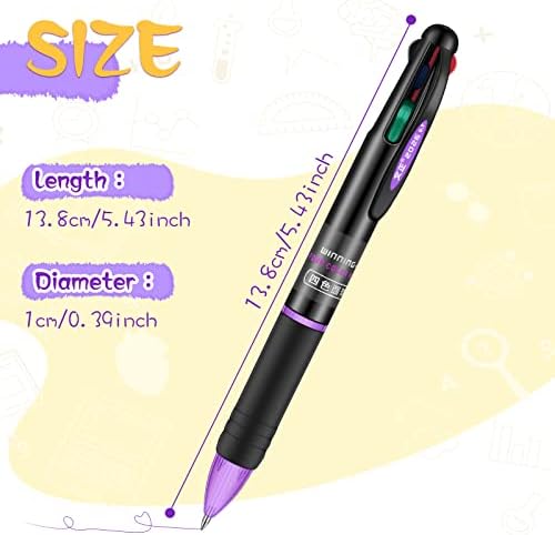 Pen de esferográfica multicolorida de 4 em 1, canetas esferográficas retráteis de 0,7 mm, caneta de ponta múltipla