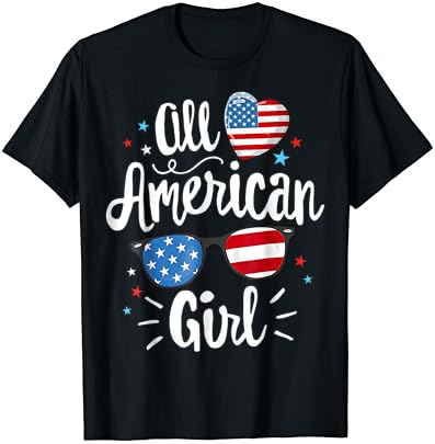 All American Girl Women American Flag 4 de julho Camiseta patriótica