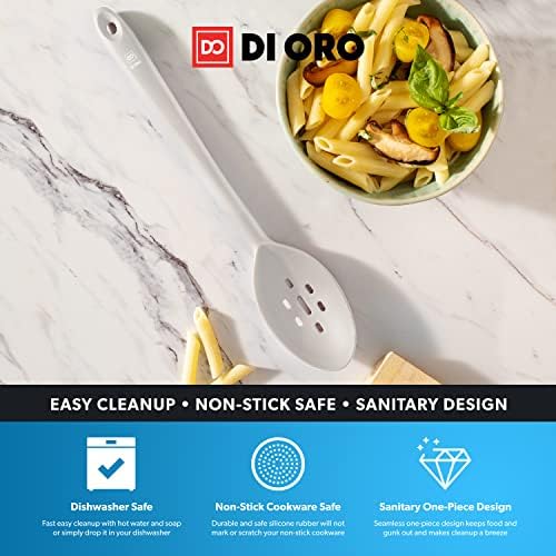 DI ORO Silicone colheres para cozinhar - colheres de cozinha grandes para mistura, porção e agitação - 600 ° F Utensílios