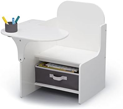 Delta Children Mysize Cadeira Desk com lixeira - GreenGuard Gold Certified, Bianca White