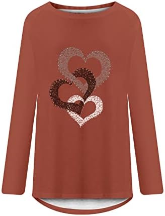 Amor camisetas de manga longa estampadas para mulheres blusas de camiseta longlline redonda no pescoço casual blusas casuais casuais blusas