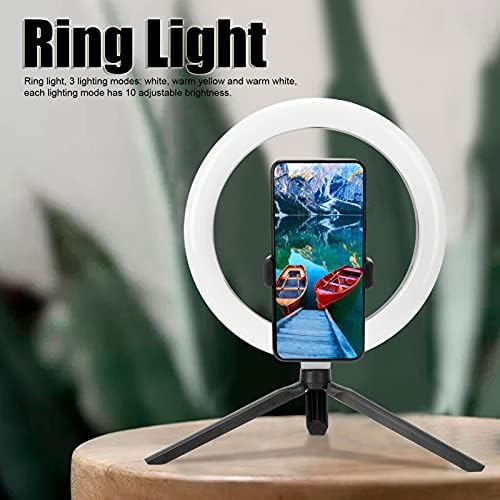 Luz de anel de LED reduzível 10 com suporte de tripé e suporte para transmissão ao vivo, luz de maquiagem de mesa