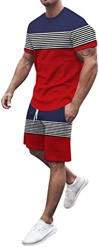 Roupas de 2 peças masculinas faixas de tira de manga curta e shorts conjuntos de treino terno de trepade de verão casual