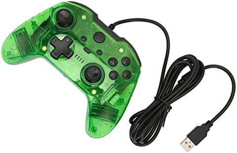 Controlador de Wired para Xbox, Gamepad controlador de jogos com turbo de vibração dupla, transparente gamepad joystick