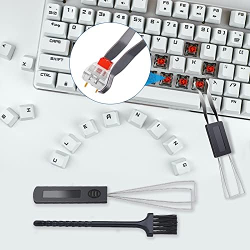 TIESOMO 2 PCS Pulcador de puxador de chaves de chave+2 pcs Pincel de limpeza de teclado, ferramenta de remoção de teclado de aço inoxidável para teclado mecânico Limpeza de computador Kit de fixação do teclado
