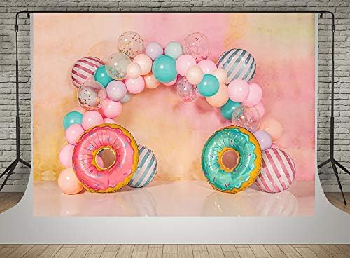 Kate 7x5ft Feliz aniversário fotografias cenários coloridos de balões coloridos decoração de porta photo foto de verão anel de natação chuveiro de bebê estúdio de fundo recém -nascido