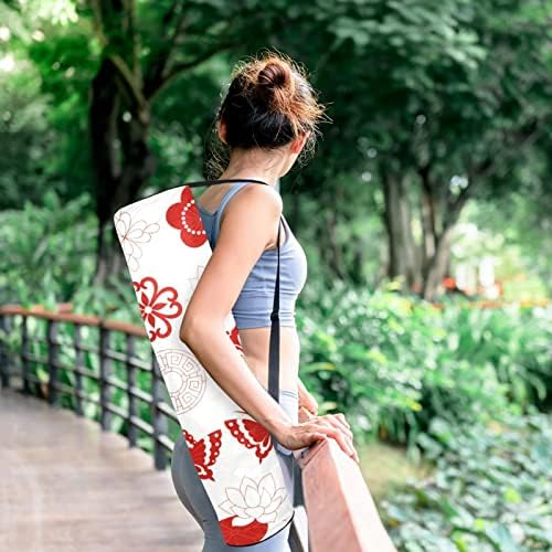 Bolsa de tapete de ioga ratgdn, ícones decorativos chineses Exercício de ioga transportadora