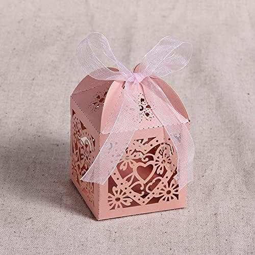 Zjhyxyh 20pcs/set Love Heart Hollow Carriage Favors Gifts Candy Caixas com material de festas de casamento de fita