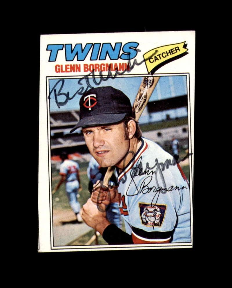 Glenn Borgmann assinou a mão de 1977 Topps Minnesota Twins Autograph