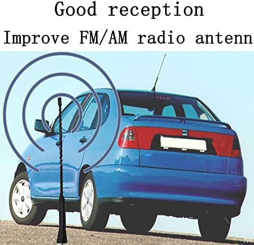 Antena de carro V-W Jetta de 16 polegadas, antena de antena de antena aérea de 9 polegadas FM/AM Antena de rádio, mastro de antena de montagem no teto de veículo e base de antena de telhado para V-W Jetta G-Off
