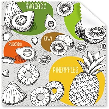Pinefruit Kiwi Ilustração de frutas Limpeza de pano de pano Tela Limpador 5pcs
