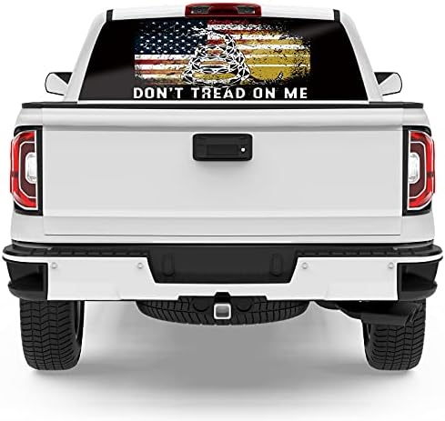 Adesivo de janela traseira de oasisdream Gadsden American Flag não pise em mim decalque de vinil perfurado gráfico para caminhão SUV SUV Van decoração patriótica tamanho pequeno 58 x 18