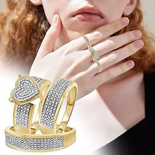 2023 Novas damas brilhantes diamante completo diamante duplo conjunto de diamante anel promessa de anel de zirconia anel