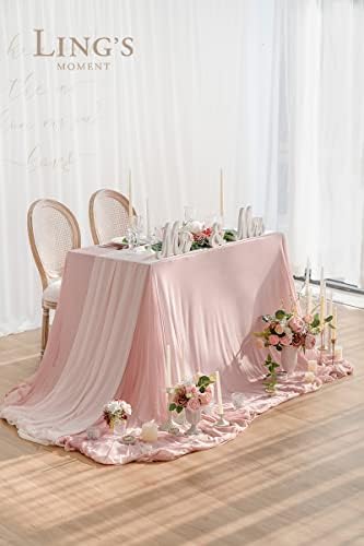 Tanta de mesa e corredor de mesa Conjunto para chiffon de mesa de 3x4ft, como toalha de mesa em rosa empoeirada e blush para a cabeça da recepção de casamento/mesa de coração