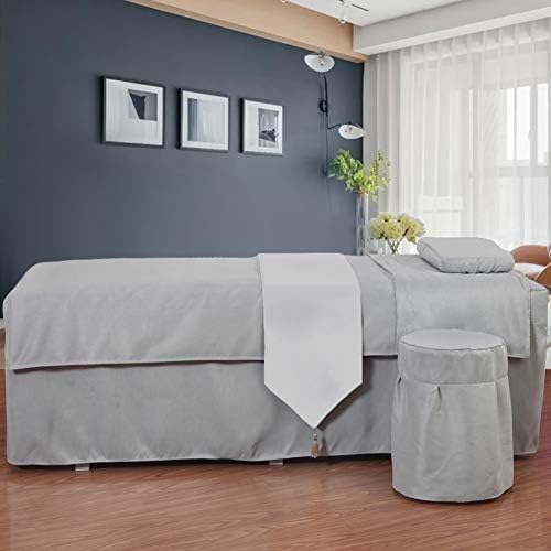 Massagem Mesa de massagem Conjuntos de bordados ， Campa de beleza de algodão respirável de cor pura Tampa de 4 peças