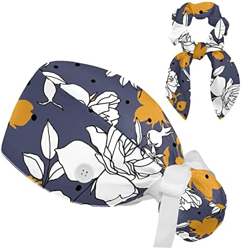 Tropical Aloha Flowers Scrub ajustável Tampa com botões Cabelo arco Armado SweatBand