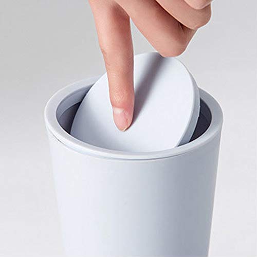 Mini lixo de plástico moderno sheebo lata com lixo de tampa para vaidade do banheiro, desktop, mesa ou mesa de café - descarte as rodadas de algodão, esponjas de maquiagem, lenços; 2 litros