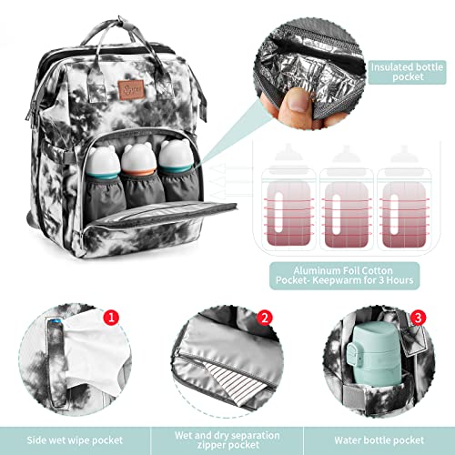 Mochilas de fraldas de fraldas de tinta synpos, troca de bolsas de fraldas da estação para meninos meninas com berço Bassinet Pad Travel