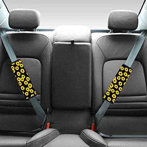 Showudesigns Sunflower Cow Print Car Seat Sett for Women Stalely Direching Wheel Tampo Cinturão Centro de Copa Chave