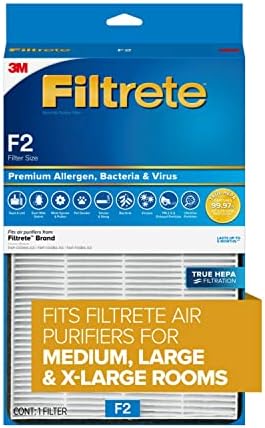 Filtrete F1 Filtro de purificador de ar da sala, alérgenos, bactérias e vírus da verdadeira HEPA, 12 pol. X 6,75 pol.
