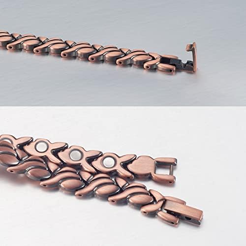 Pulseiras de cobre EnerCoppex para mulheres para artrite e articulações, cadeia de tornozelo de terapia magnética