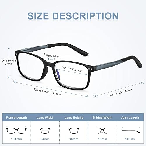 Fácil Leia 2 pares de óculos de leitura de estilo esportivo para homens, leitores retangulares de bloqueio de luz azul