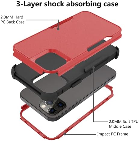 Caso de Huness para iPhone 12 Pro Case & iPhone 12 Case + Protetor de tela de vidro temperado Proteção pesada Proteção