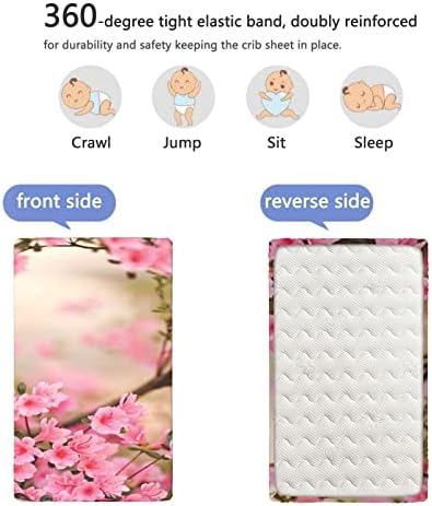 Azalea com tema de mini folhas de berço, lençóis mini-berços portáteis de colchão de colchão de colchão macio ou lençol de camas