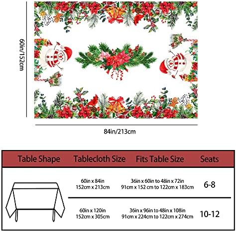 Toalha de mesa de Natal 60x84 retângulo, mesa de natal verde de mesa de natal, boneco de neve para férias de inverno