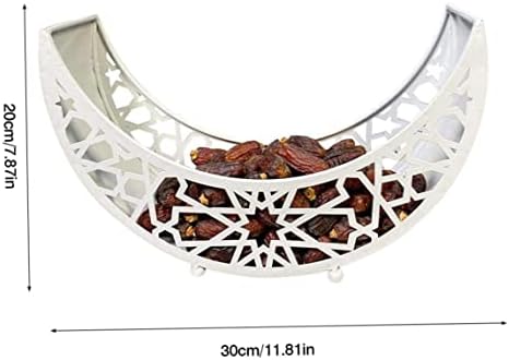 Decorações do Ramadã Eid Mubarak Food Bandeja Ramadã Placa Placa Muslim Macsim Tableware Sobremesa Postral de frutas Recipiente Displair Lua Decoração de ornamentos de ferro para festa em casa Style3