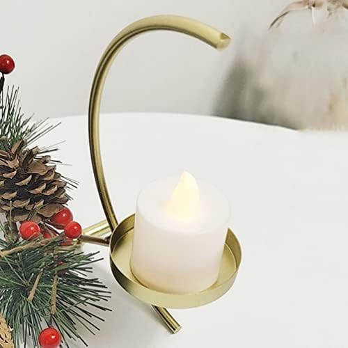 DOITOOL Vintage Veller Velas de Natal Stand Golden Moon Shaped Candle Base Candlelight para decorações de mesa de jantar de