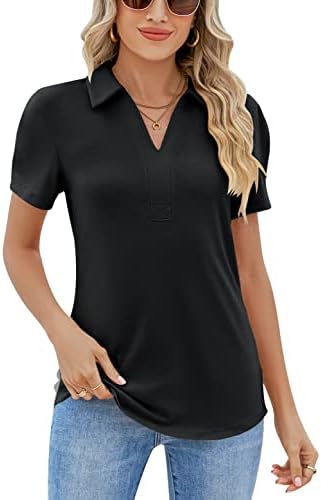 Zhenwei feminino v camisas de pólo de pescoço de colarinho curto colarinho colarinho de verão Tops de negócios casuais para