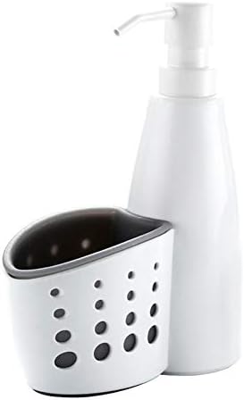 Koqwez33 2 em 1 dispensador de sabão Reabilitável Dispensador de detergente líquido Dispensador Caixa de esponja do banheiro da cozinha