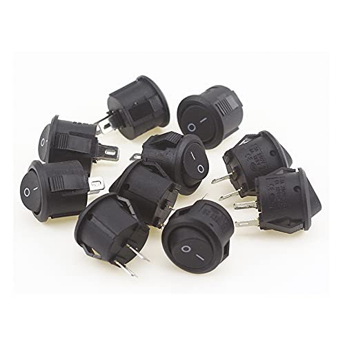 5pcs/10pcs 16mm diâmetro pequeno galo de barco redondo pequeno mini redondo preto branco vermelho 2 pino On-off Rocker Switch preto 10pcs