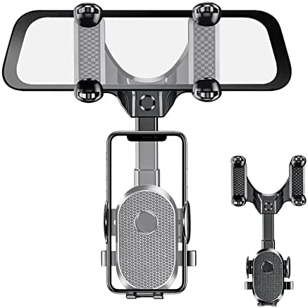 Kodaqo Retrista espelho Phone para carro - suporte rotativo e retrátil, Vista traseira multifuncional de 360 ​​° adequada para todos os telefones celulares, preto profundo