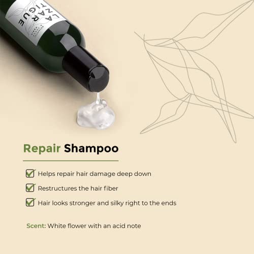 Shampoo de reparo de Lazartigue | Tratamento de queratina vegetal para cabelos danificados | Reestrutura a fibra do cabelo