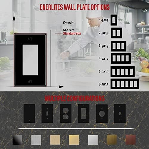 Enerlites Decorator Switch Placa de parede de metal, tampa de tomada de aço inoxidável, resistente à corrosão, tamanho padrão 1-gang