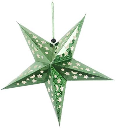 StoBok 5pcs papel lanterna estrela lanterna 3d pentagrama para o Natal de Natal decoração de decoração vermelha
