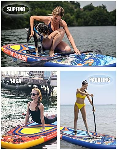 Highpi Inflável Stand Up Paddle Board 10'6 ''/11 'Premium SUP W ACESSÓRIOS E BACKPACK, POSTA DE ARME