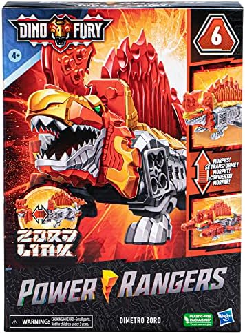 Power Rangers Dino Fury DiMetro Zord Orange Action Figura Figura Parte do Megazord, brinquedos para meninos e meninas de 4 anos e para cima